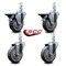 Service Caster 4'' Thermoplastic Rubber Swivel 7/8'' Square Stem Caster Set 2 Brakes, 4PK SCC-SQ20S414-TPRB-PLB-78-2-S-2 - alternate 4